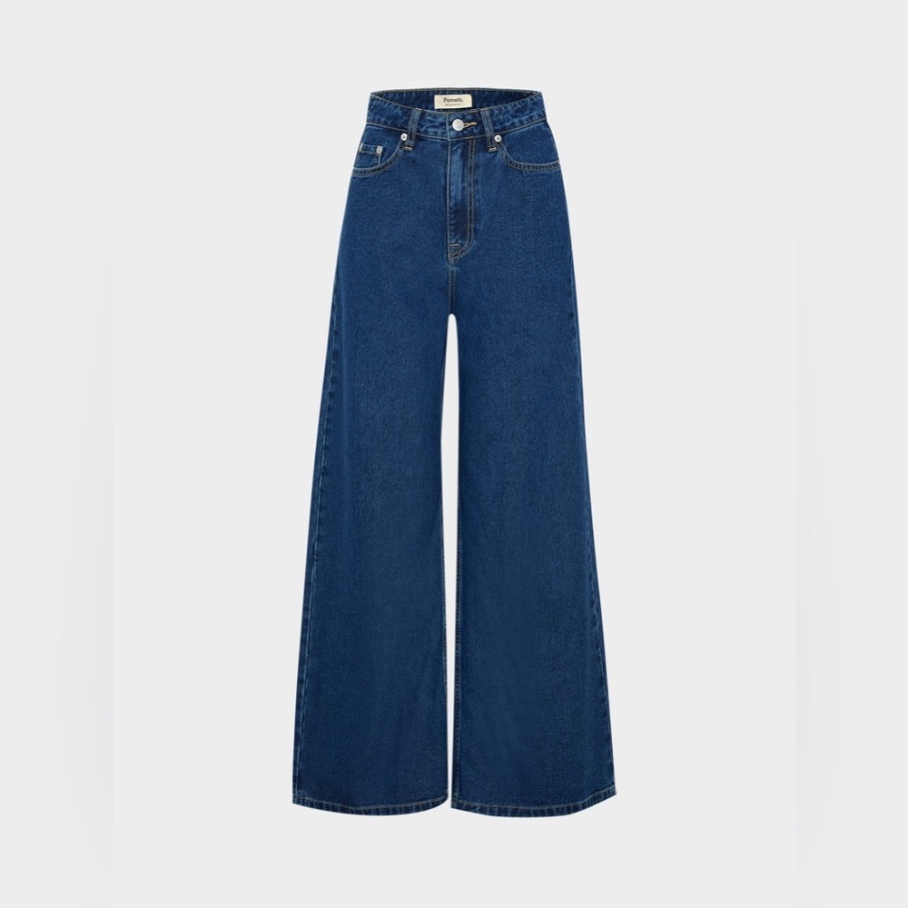 Pomelo. | Súper High Rise Wide Leg Classic Blue Denim Jeans